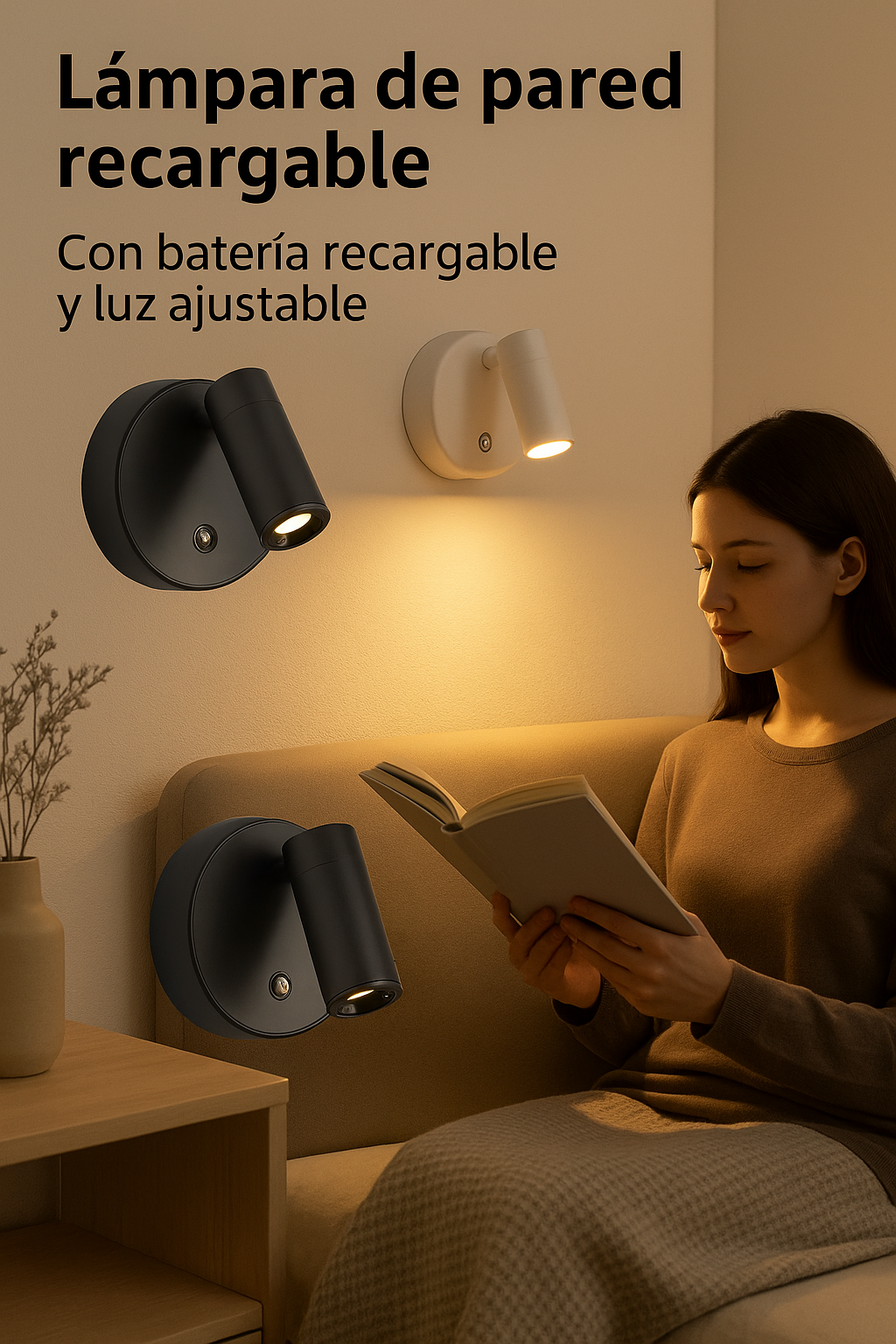 Lampara Recargable De Pared USB blanco