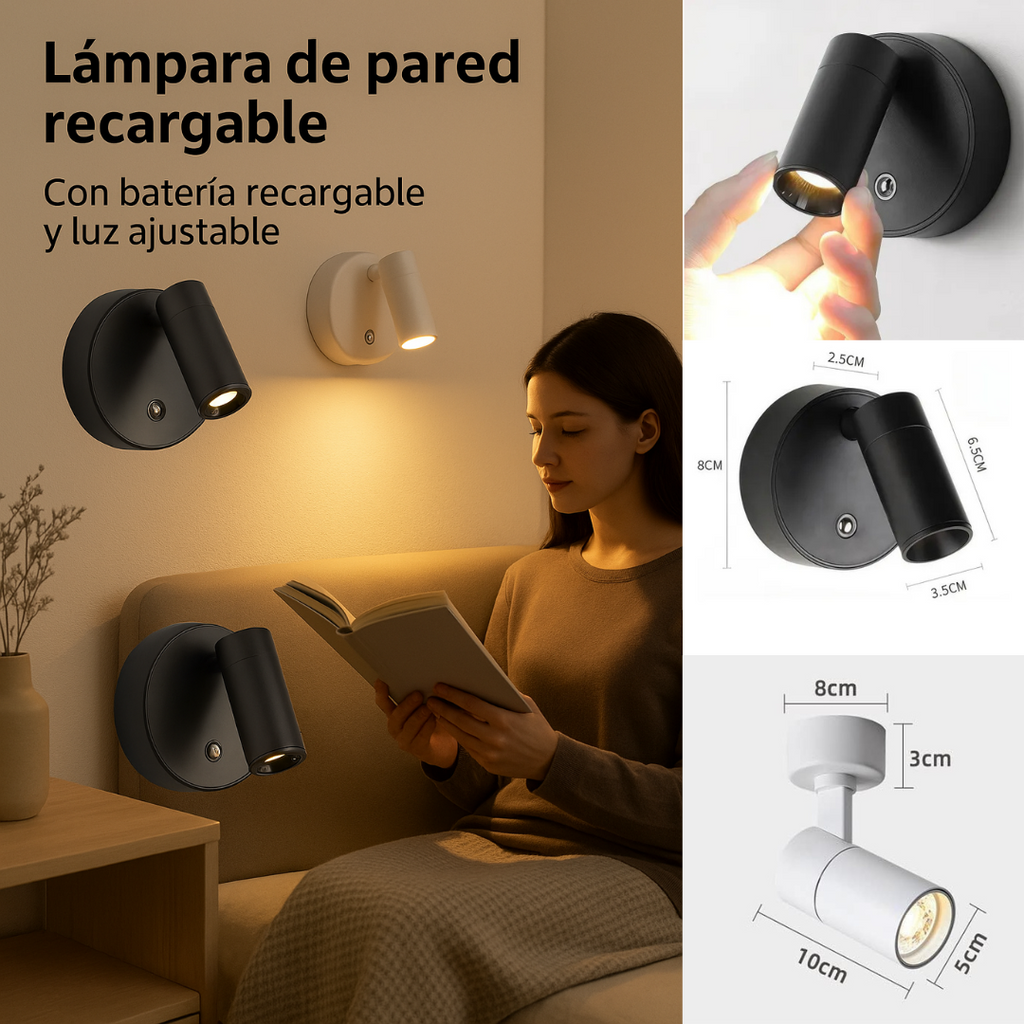 Lampara Recargable De Pared USB blanco